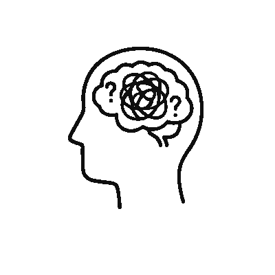 Brain icon representing anxiety and worry in child counselling