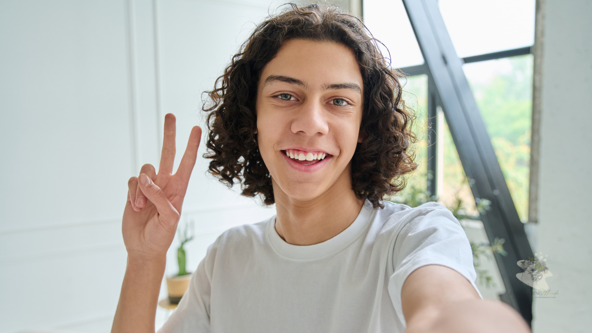 Relaxed smiling teenager at home